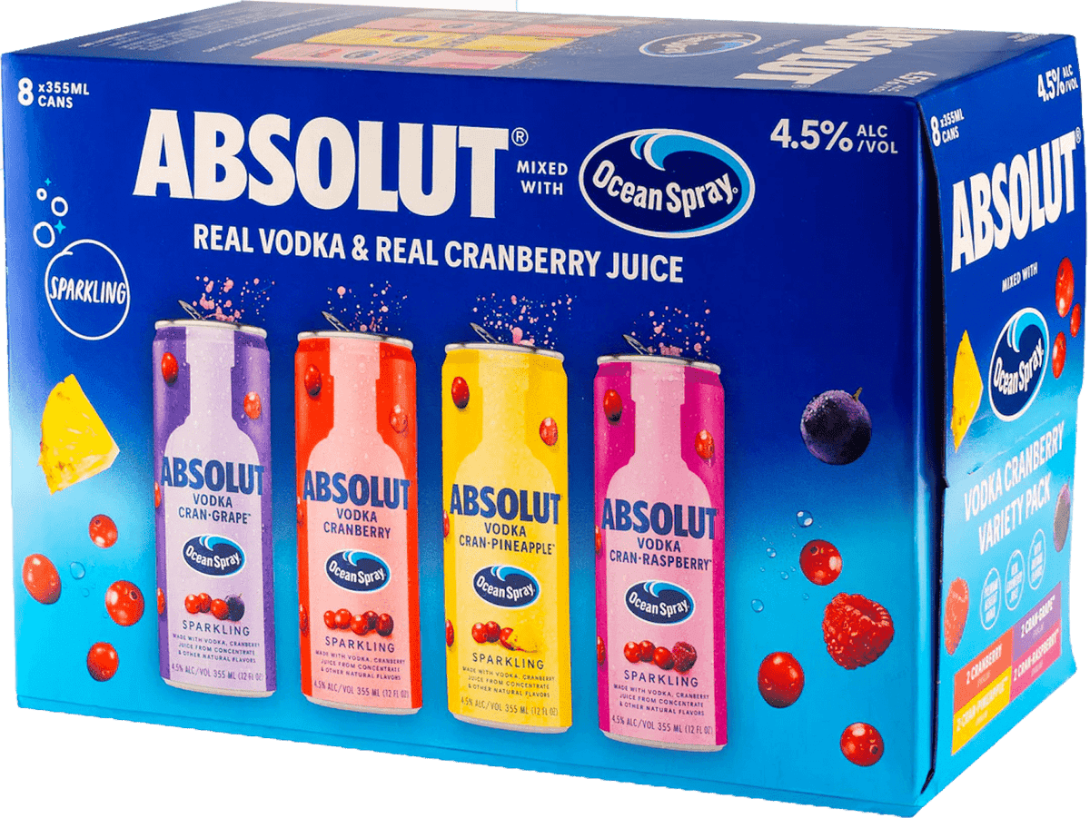 ABSOLUT OCEAN SPRAY MIX CANS 8-PACK 355ML